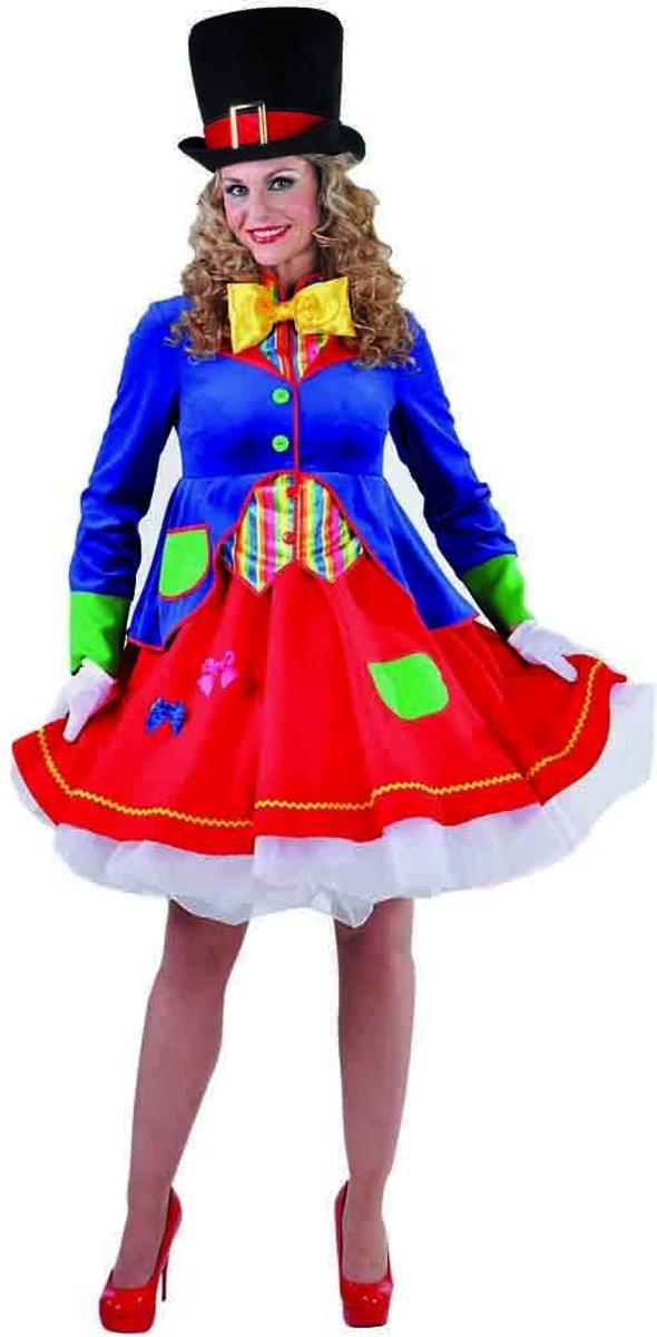 Clown & Nar Kostuum | Wilde Gekke Circus Clown | Vrouw | Medium | Carnaval kostuum | Verkleedkleding